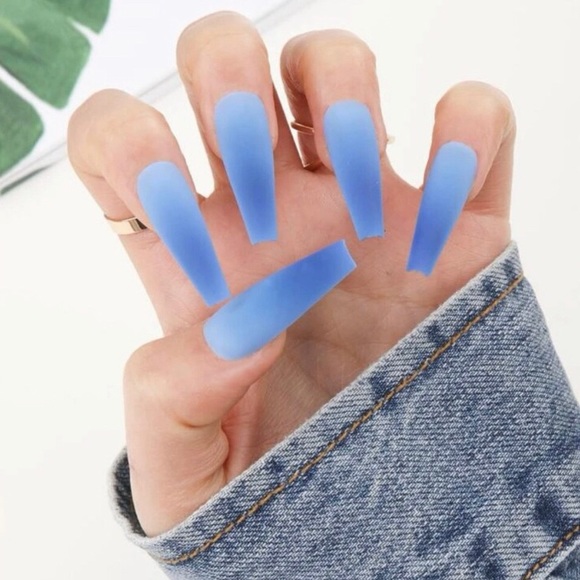 HOST PICK!! Matte Blue Long PRESS ON NAILS - Picture 3 of 4